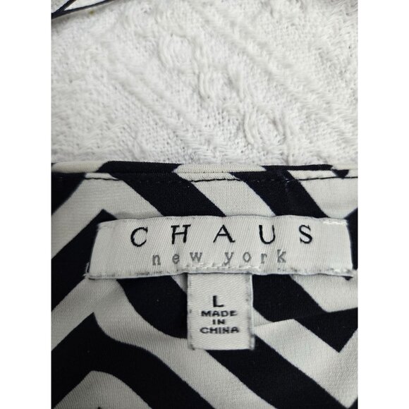 Chaus New York Chevron Print Dress L modern casual 3/4 Sleeves Comfortable & Sty - Picture 3 of 7